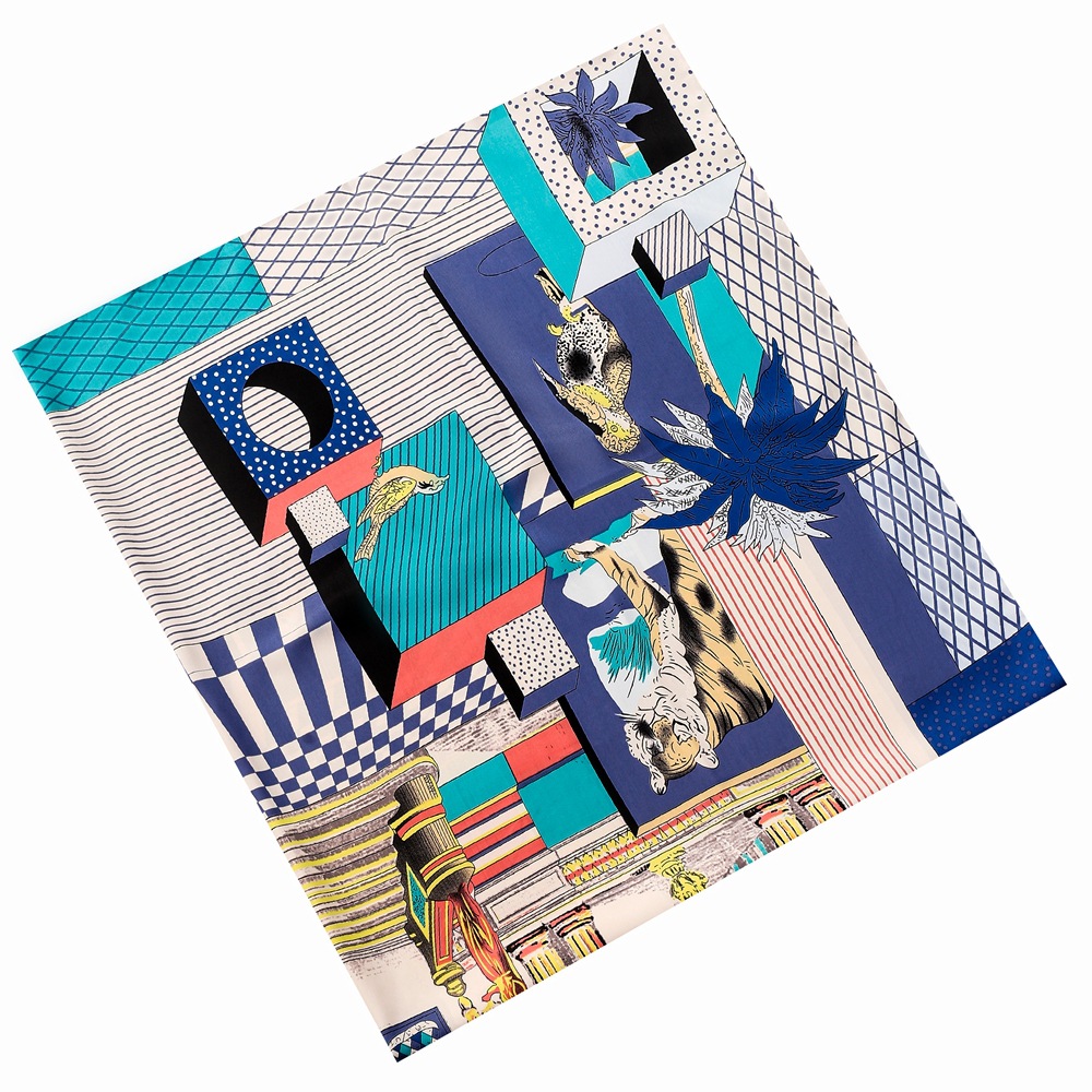 130CM mode foulard en soie femmes grands châles Coliseum imprimé carré Bandana luxe foulard musulman Hijab femme foulards
