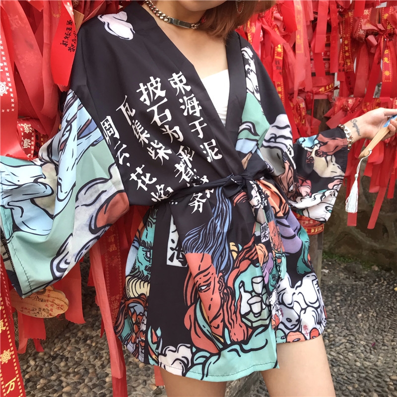 Kimono Cardigan femmes hauts et chemisiers japonais Streetwear haut pour femme été 2020 chemise longue femme dames Blouse femmes vêtements