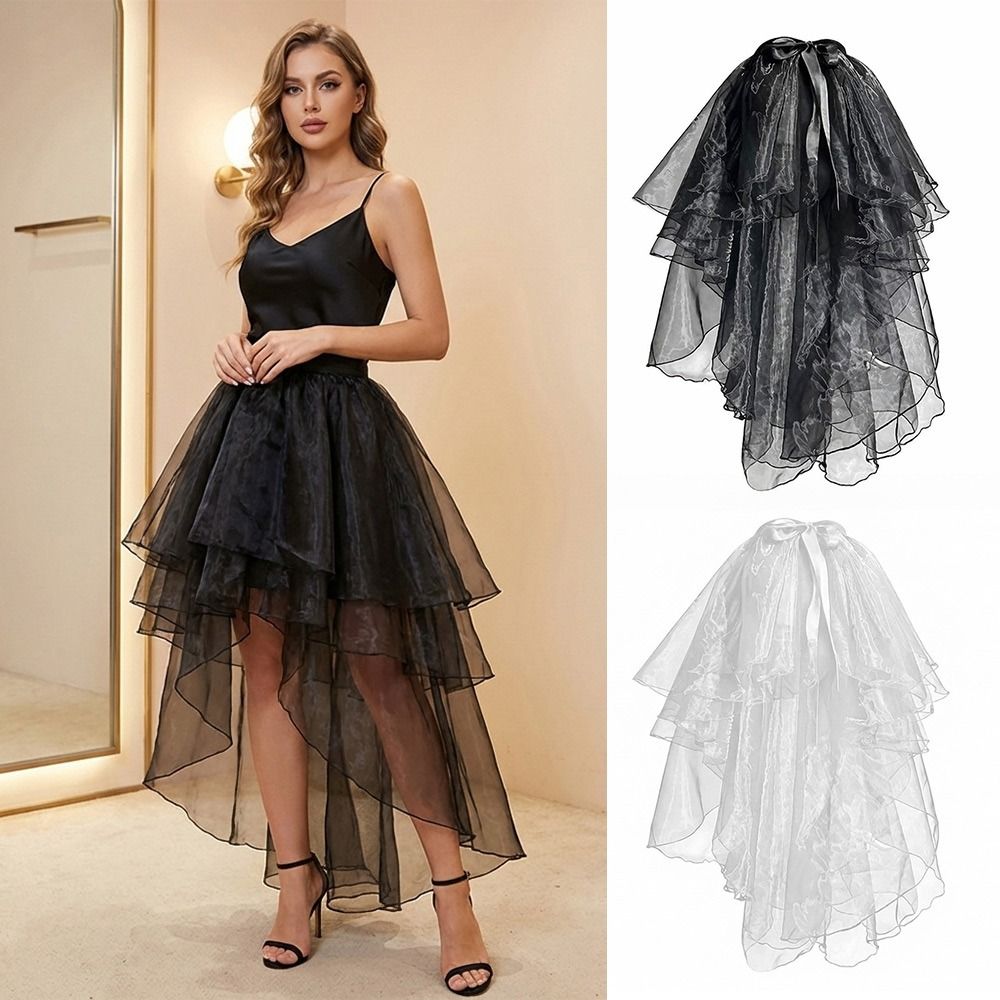 Jupes en maille élégantes à lacets, taille haute, en tulle fin, à ourlet asymétrique, superposées, style ballet pour femme