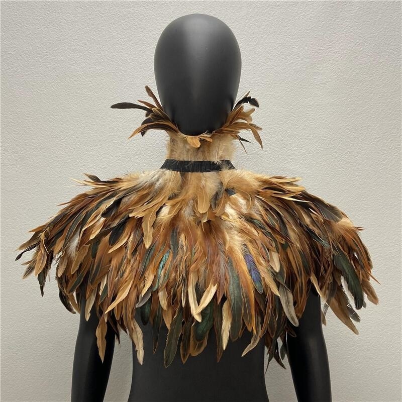 Manteau Gothique Punk pour Femme, Cape Initiée, ixEverak, Plume, Vêtements de Bal, Châle, Plumes, Combinaisons d'Halloween