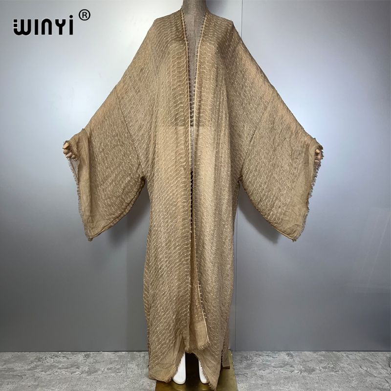 WINYI plage kimono caftan maillots de bain Cardigan sexy robe de soirée abaya dubaï luxe couvertures tenues de plage femmes maxi manteau
