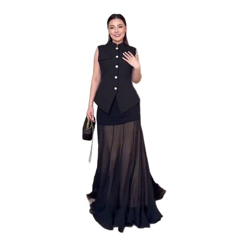 Jupe longue pour femmes, Streetwear, couleur unie, robe de bal à volants, poches pliables, ligne A, jupes plissées Vintage décontractées