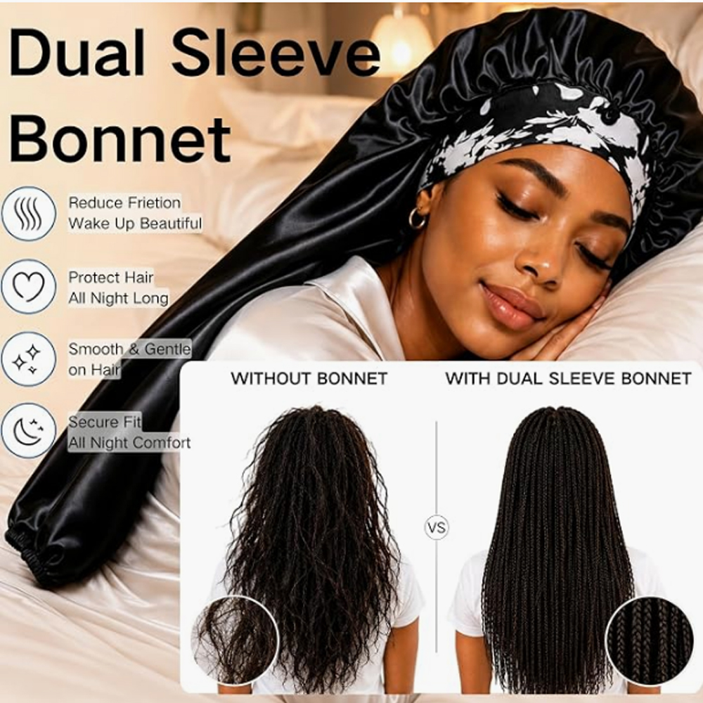 Bonnet de nuit en satin pour femmes, bonnet de sommeil à longue queue pour tresses, couvre-chef, bonnets de douche, bonnet de bain pour sauna.