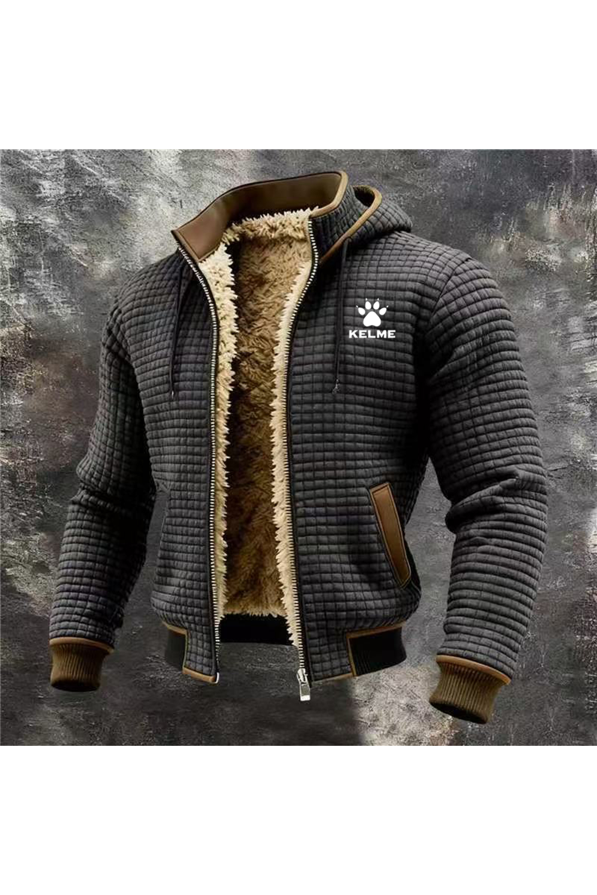 Nouvelle veste à capuche populaire KELME pour l'automne et l'hiver, sweat-shirt à capuche à carreaux transfrontalier pour homme 519
