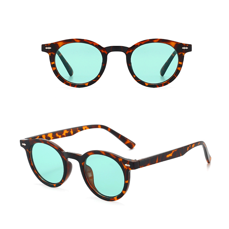 Lunettes de soleil rondes rétro pour hommes et femmes, lunettes de soleil classiques à petite monture, lunettes pour dames, noir, léopard, vert, bleu, UV400, marque de créateur