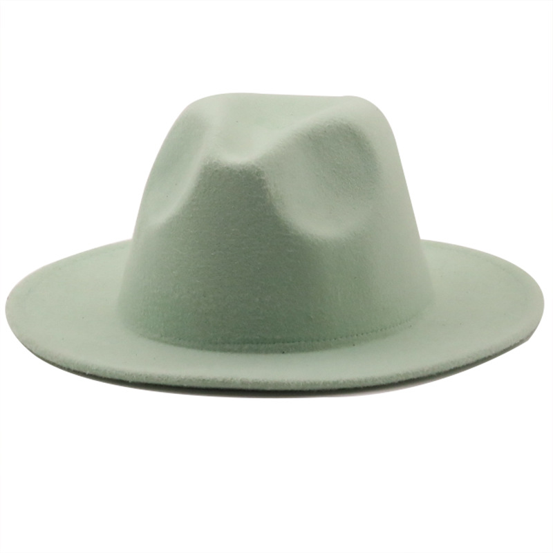 QBHAT automne hiver femmes scène feutre chapeau haut-de-forme Fedoras grand bord chapeaux pour femmes dame Vintage église chapeau Panama vert Jazz casquette шапк