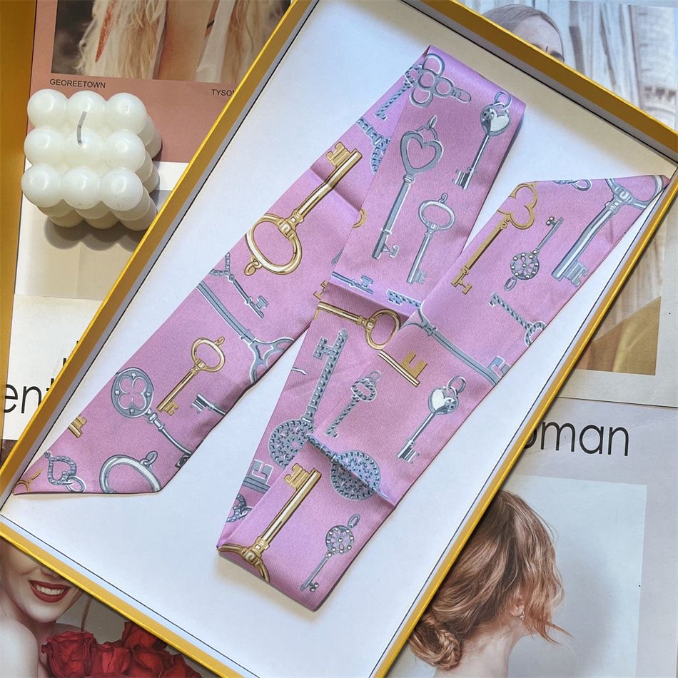 Écharpe de Style européen quatre saisons, bandeau en sergé à motif de clé, sac à main polyvalent, ruban de poignée, accessoires de mode pour femmes