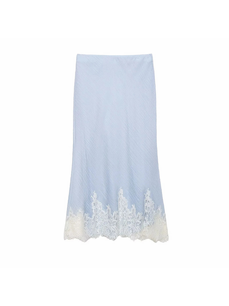 Ensemble jupe chic et sexy pour femme, avec haut en dentelle et jupe longue droite, idéal pour les vacances, la mode printemps-été et la plage