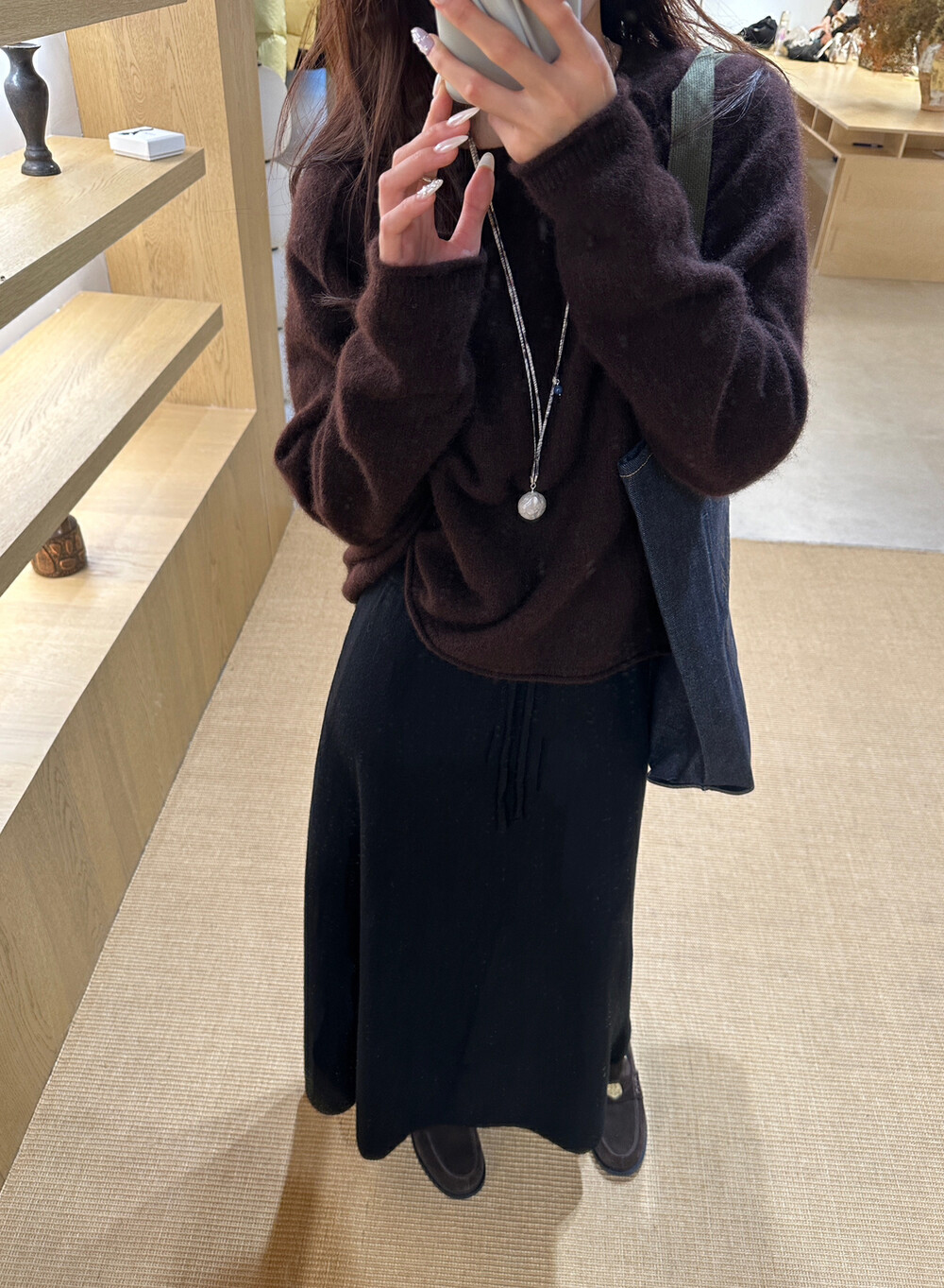 Jupe polyvalente en tricot de laine mi-longue pour femmes, avec taille élastique, Style doux et souple, ourlet large, mode décontractée