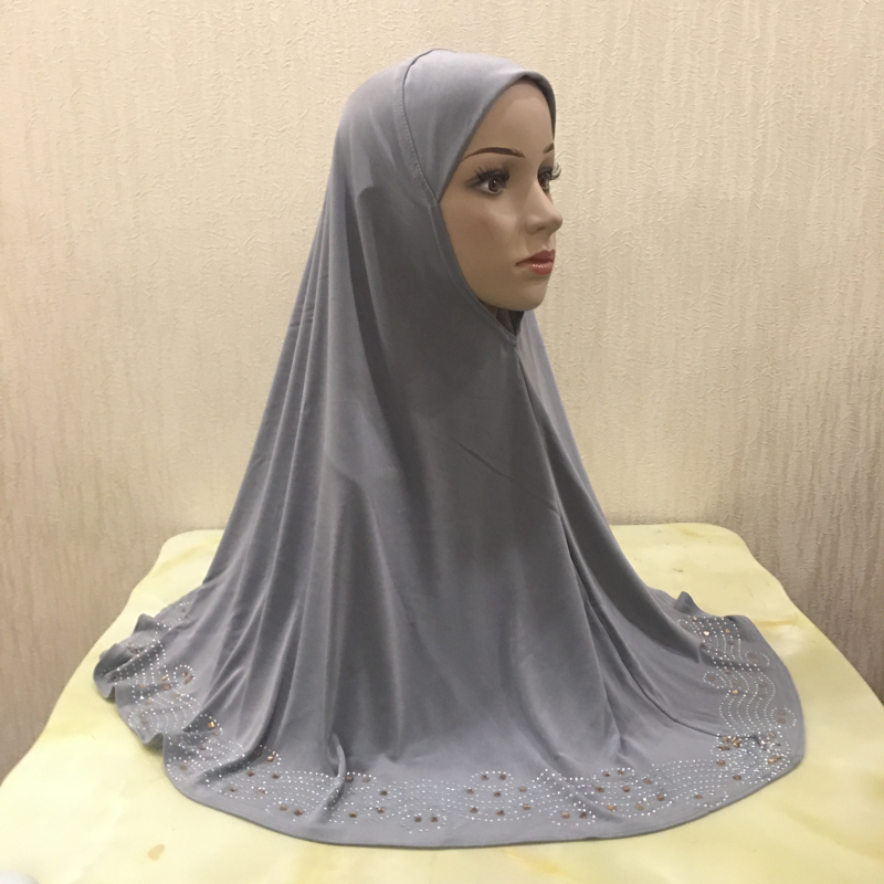 H001 Adultes grande taille musulman hijab écharpe avec strass islamique foulard chapeaux armia tirer sur bandeau ramadan cadeau