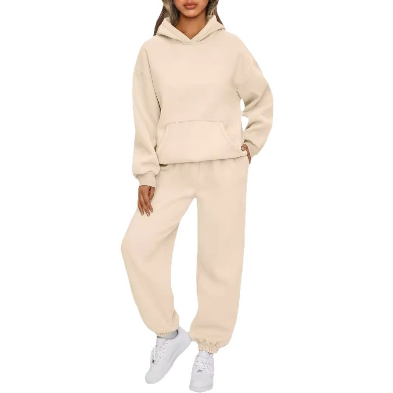 Ensemble décontracté deux pièces pour femme : sweat à capuche à manches longues et pantalon de jogging, ensemble de survêtement uni