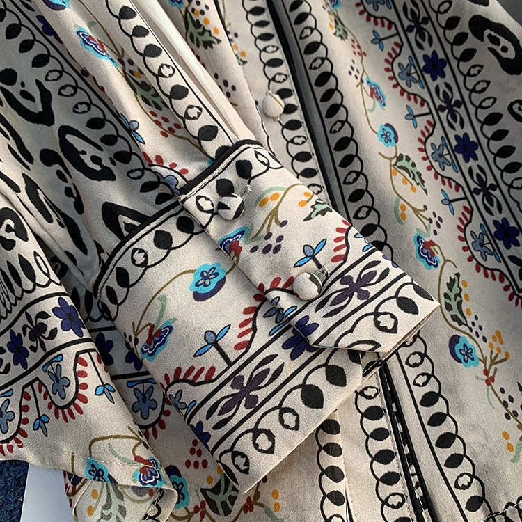 Chemise à manches longues imprimée InjRevers pour femme, haut ajusté, chemise Mulberry rétro, haute qualité, Y2K, nouveau