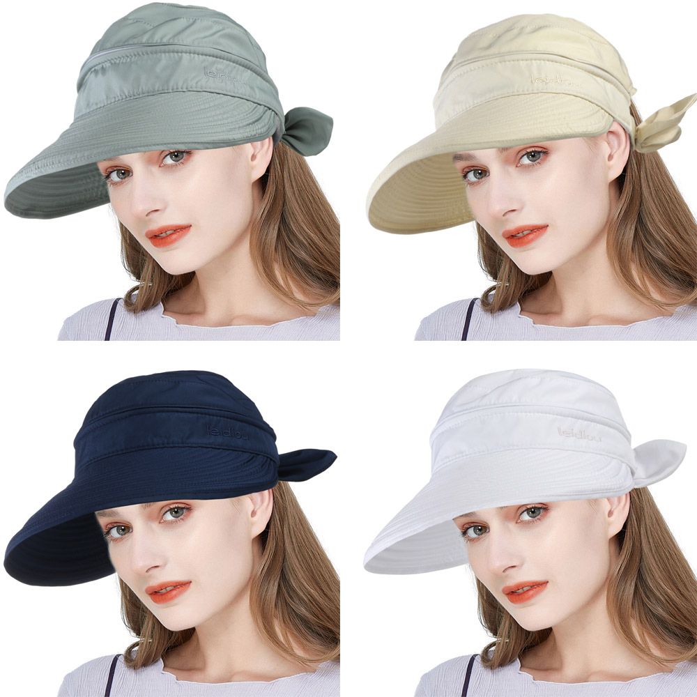 Chapeau de plage anti-UV à visière pour femmes, casquette d'extérieur à large bord
