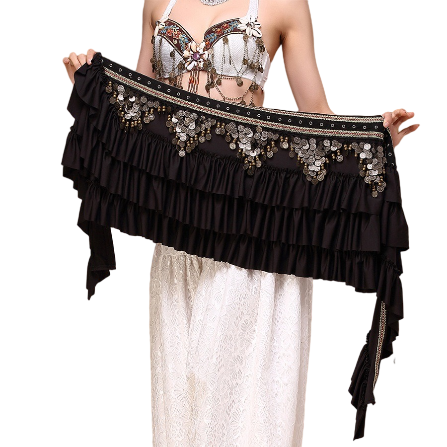 Écharpe de hanche de danse du ventre pour femme avec pièce de monnaie en cuivre, satin vintage tribal ATS, ceinture ronde, costume arabe de luxe extra long, photographie