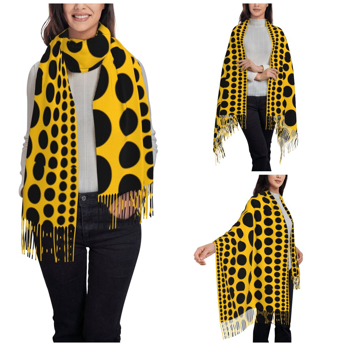 Infinity – écharpe à pois pour femmes, châles et enveloppes chauds d'hiver en cachemire, grand châle Yayoi Kusama pour dames