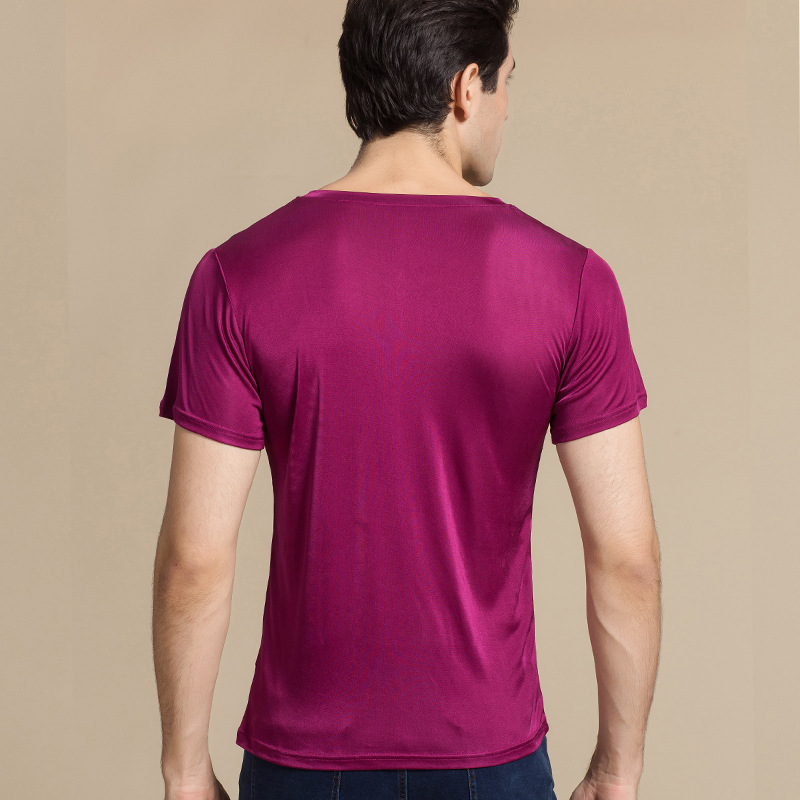 100% Soie Naturelle Tricoté Hommes de T-shirt Double-face Tricoté Pur Soie Hommes T-shirt T-shirt En Soie Hommes 100% Soie Tops
