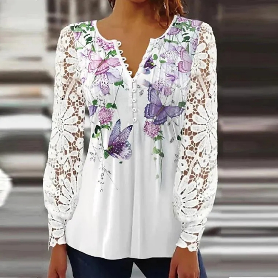Chemisier imprimé élégant pour femme, chemise décontractée, mode tempérament, haut de rue