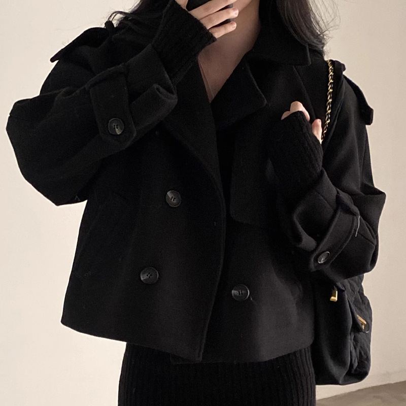 Manteaux courts en laine pour femmes, vestes mélanges à col rabattu, épais et chaud, Streetwear Y2k, vêtements d'extérieur de travail, automne hiver