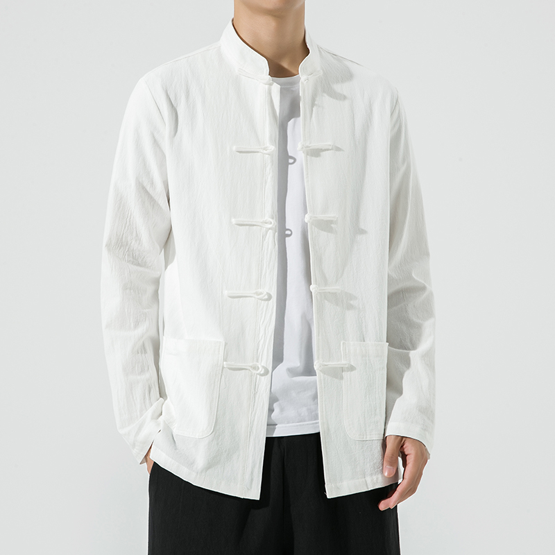 Vêtements traditionnels chinois d'été, chemises amples en coton et lin pour hommes, chemises à col montant, costumes Wu Tang Kung Fu, haut TS-867