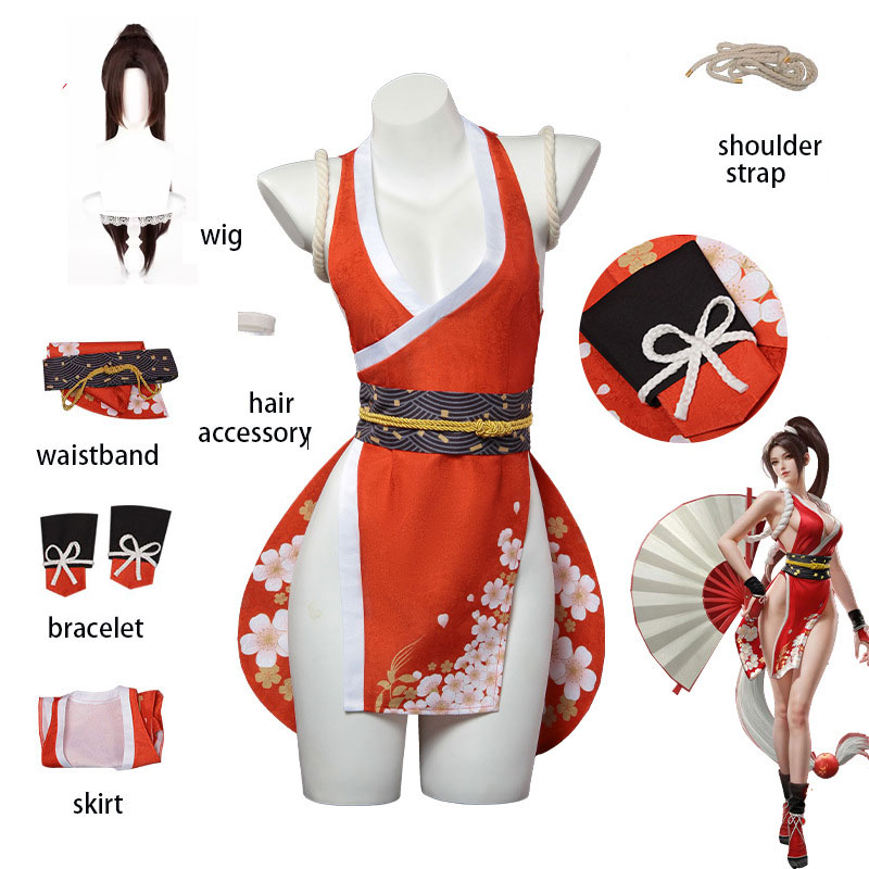 Costume de cosplay Mai Shiranui, jeu Mortal Kombat, vêtements de déguisement pour femmes, tenues de jeu de rôle, costumes de fête d'Halloween, carnaval, fantaisie