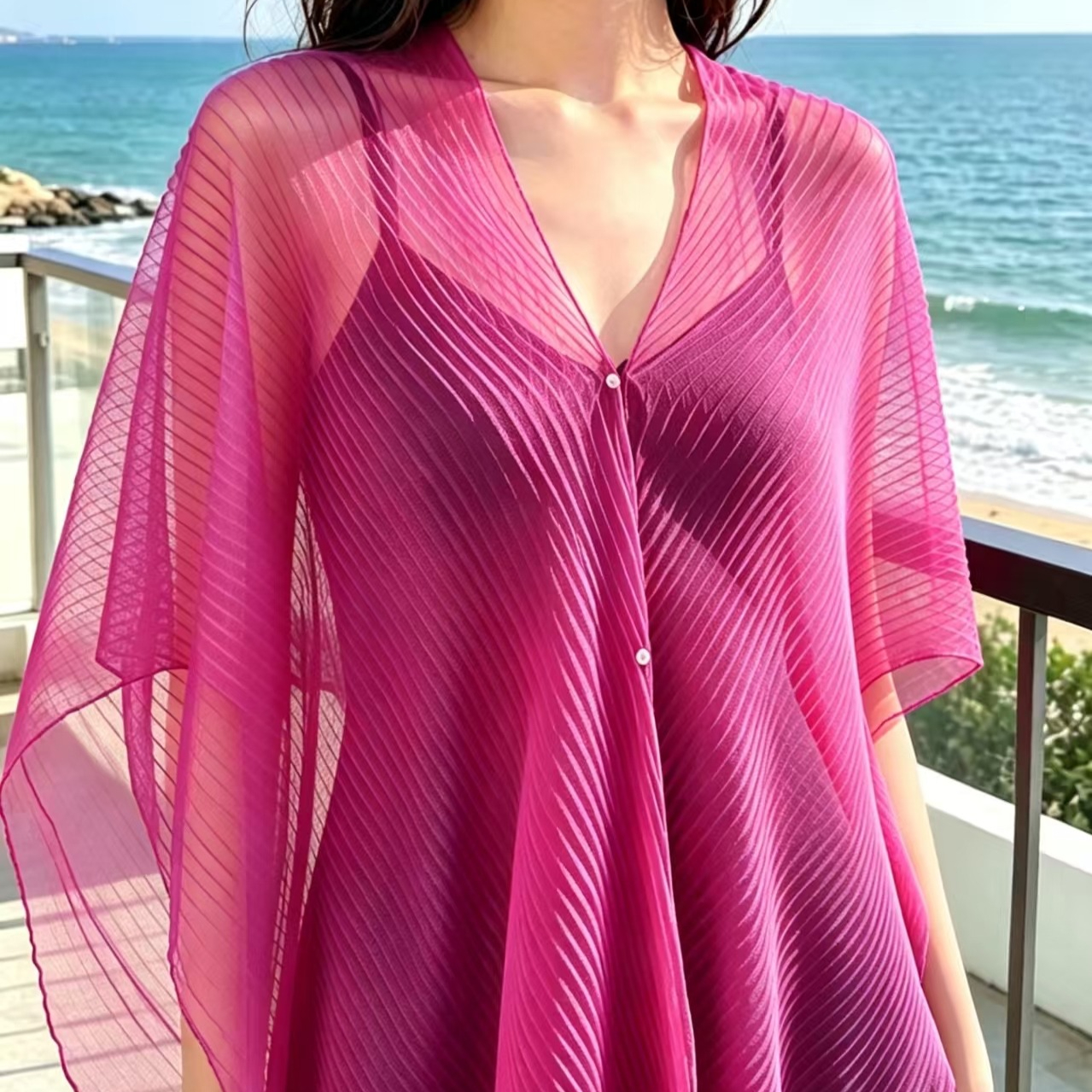 Écharpe d'été en soie pour femmes, 1 pièce, en mousseline de soie, couleur unie, imprimée, serviette de plage, châle élégant