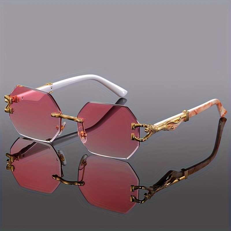 Lunettes de soleil classiques sans monture de marque de luxe pour hommes et femmes, style rétro vintage punk, verres dégradés, monture en métal
