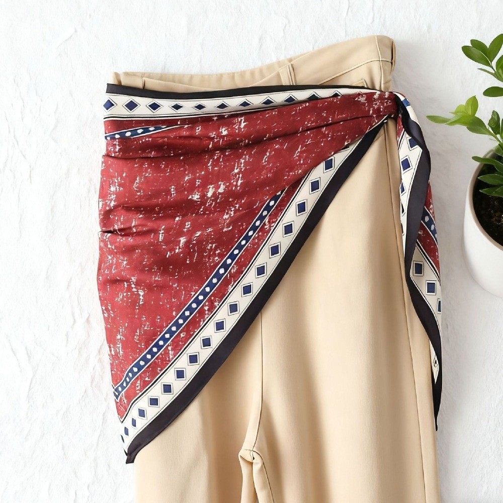 Nouvelle Écharpe Triangulaire en Satin pour Femme, Accessoire Vestimentaire Décoratif, Style Tie-Dye, Ceinture en Jean Rétro, Polyvalente, Printemps et Été