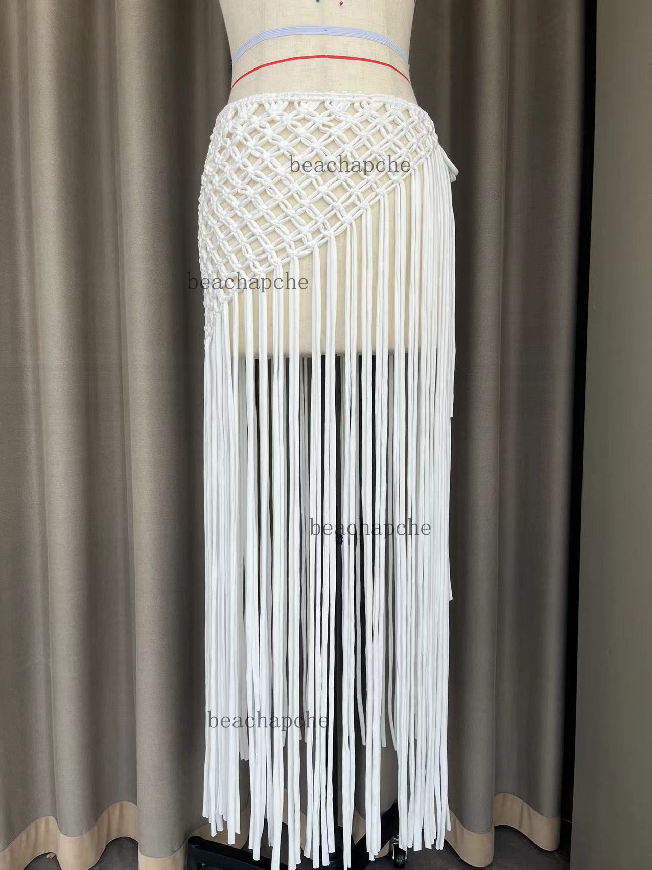 Beachapche main Crochet gland Maxi jupes femmes mode Sexy côté haute fente tricoté longue plage couverture Ups décontracté