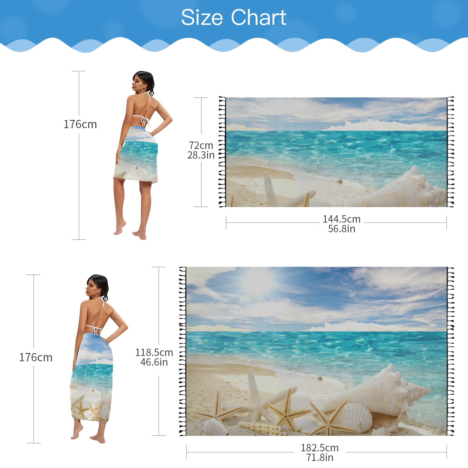 Robe de plage en mousseline de soie pour femmes, paréo, écharpe, Kaftan, Sarong, design personnalisé