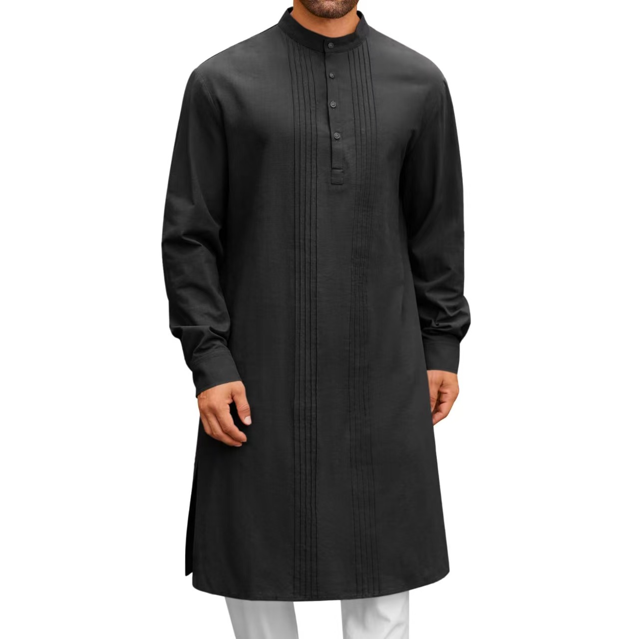 Robe musulmane à manches longues pour hommes, vêtements 100% coton, pull, Kaftan arabe islamique, costume du moyen-orient, dubaï, Abaya, nouvelle collection