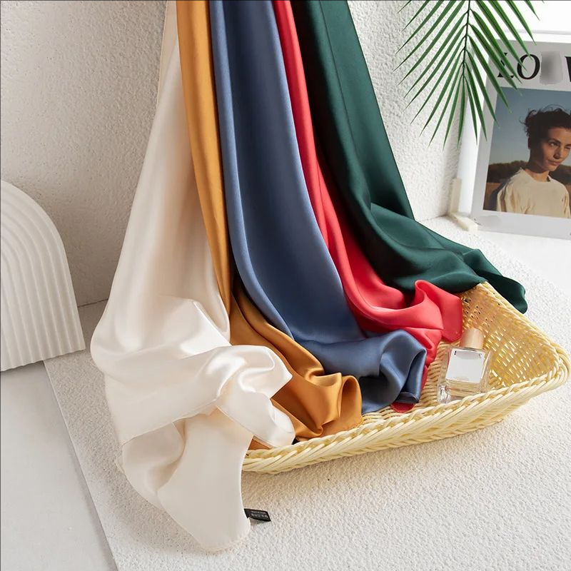 Foulard Carré en Satin pour Femme Musulmane, Hijab, Châle, Écharpe de Sauna Solide, Turban Islamique, Bandana Bufandas, 110x110cm