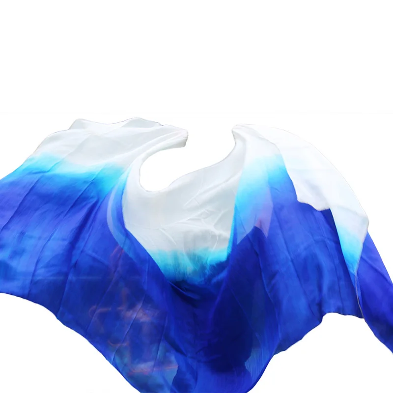 Voile en soie 100% véritable personnalisé, écharpe teinte à la main, châle, voile en soie naturelle Pure, accessoire de danse du ventre, accessoires de spectacle sur scène