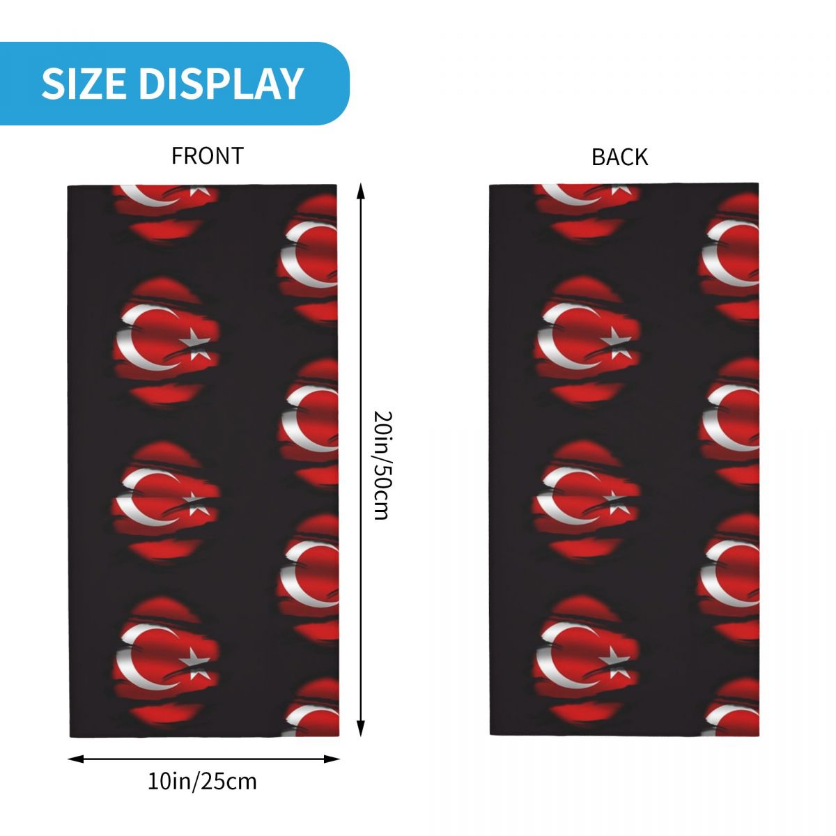 Couverture de cou Bandana drapeau de la république de turquie, masque imprimé, écharpe, bandeau multi-usage, Sports de plein air, unisexe, respirant pour adultes