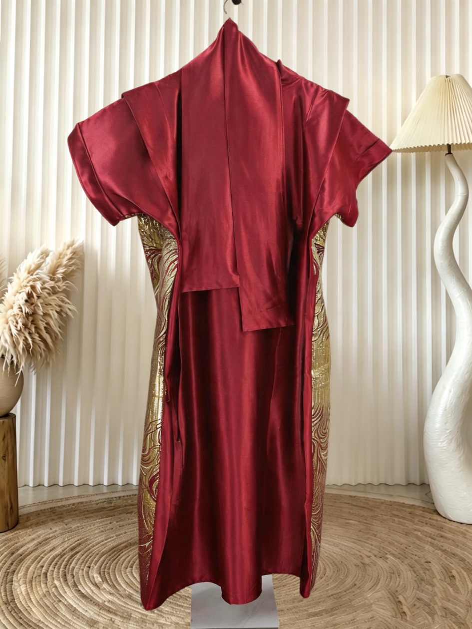 Robe traditionnelle du Moyen-Orient à motif traditionnel, grande taille, avec écharpe assortie, robe longue africaine ample, abaya musulmane, islamique