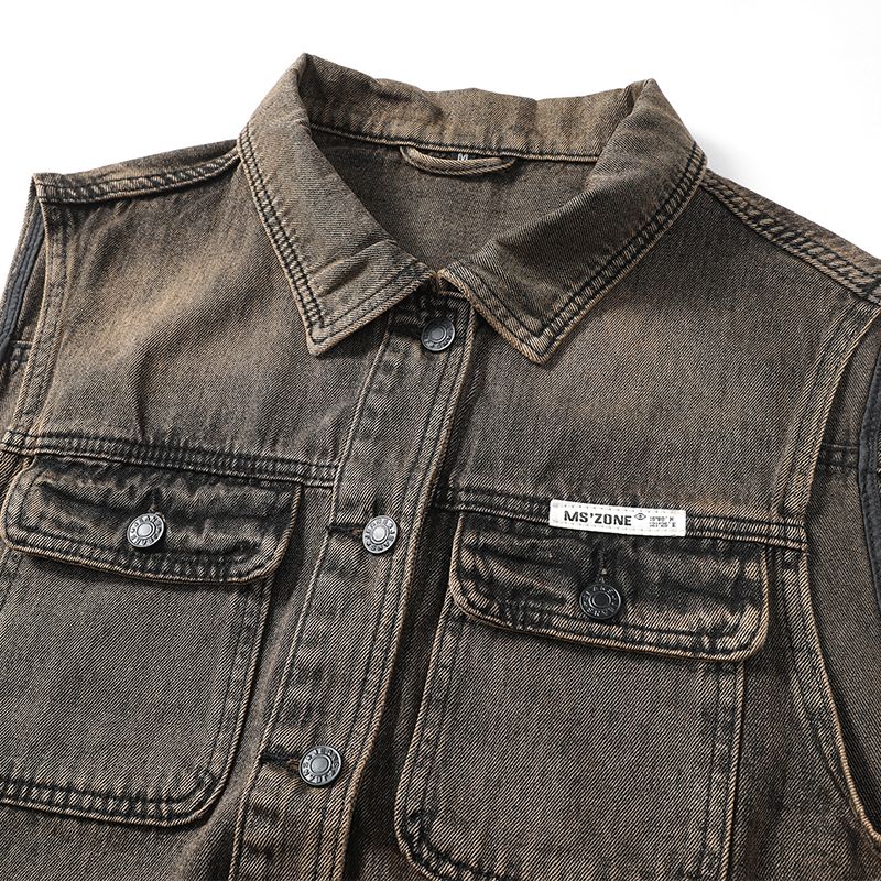 Veste sans manches en Denim pour hommes, gilet rétro nostalgique bleu, manteau de sport de plein air, grande génération de bouche, vêtements de travail, hauts gilets