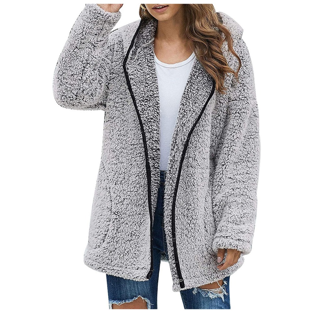 Automne hiver femmes longue veste en peluche chaud épais manteau polaire col rabattu manteau en peluche femme décontracté à manches longues vêtements d'hiver