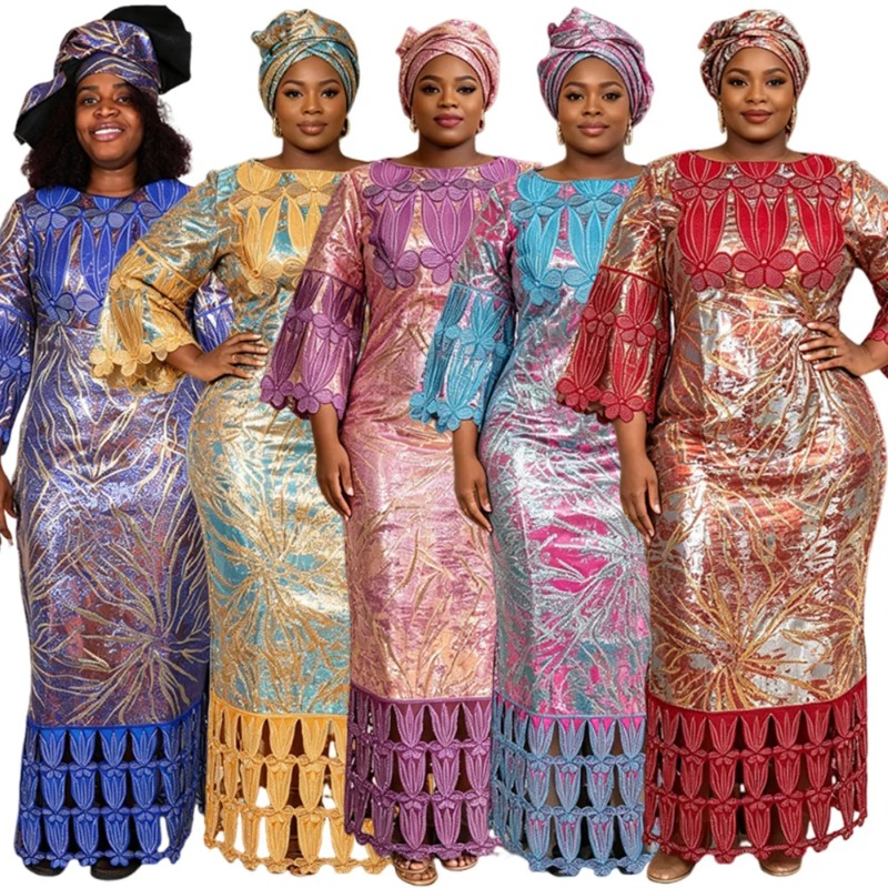 Tenues grandes tailles, vêtements africains pour femmes, Dashiki, Ankara, robe de soirée brodée, Bazin, design riche, robes de soirée de mariage 2026