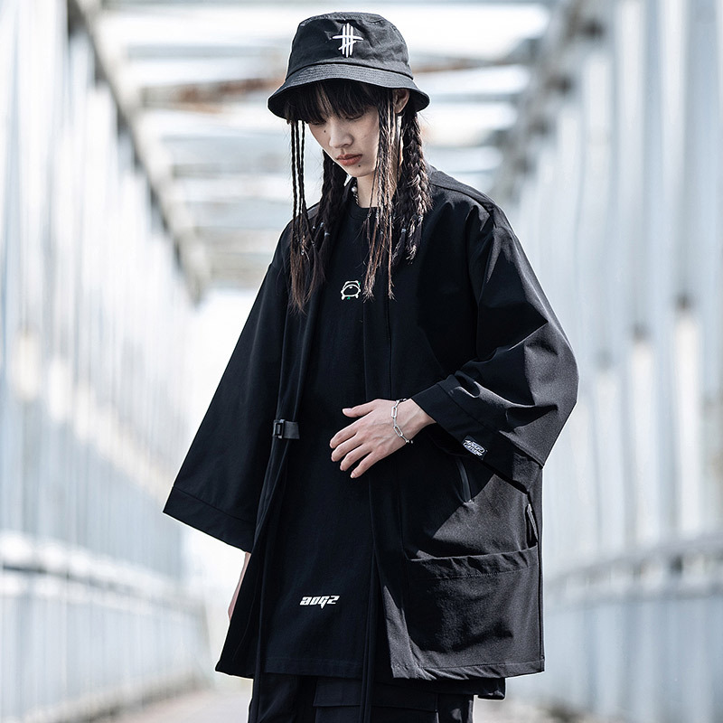 Kimono Hip Hop Punk Techwear pour hommes, chemises surdimensionnées, Style japonais, Harajuku, chemise Cargo décontractée, cape, 2023