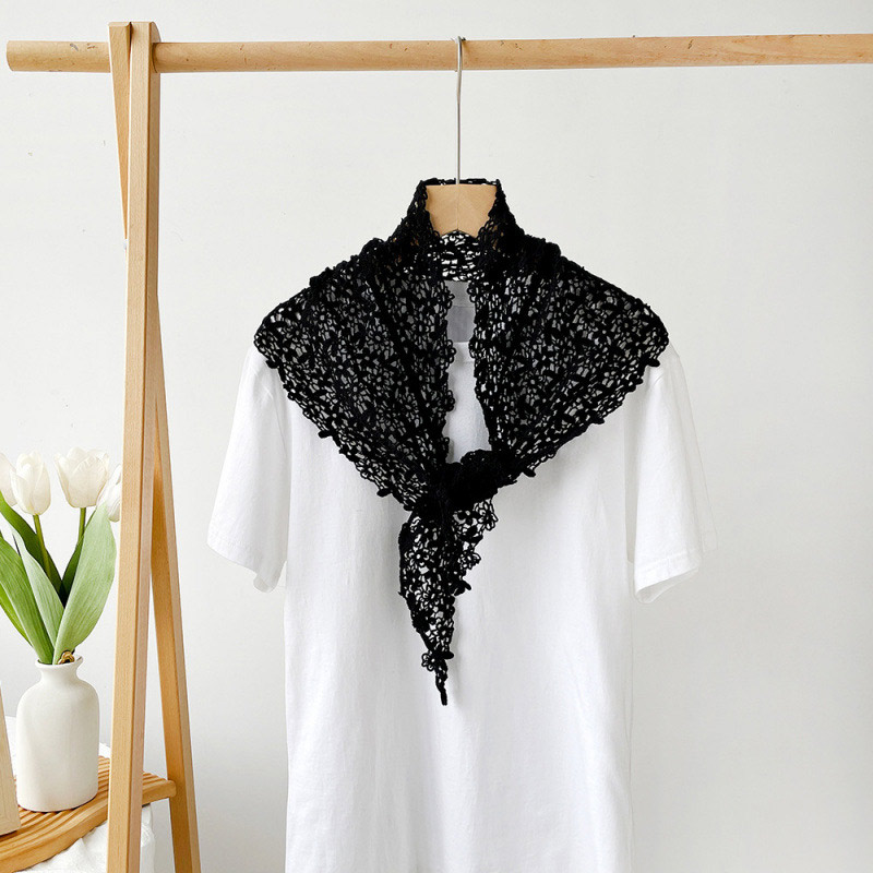 Écharpe triangulaire en dentelle florale style Ins, foulard imprimé irrégulier, écharpe de taille, châle fin tricoté, bandeau pour cheveux pour la plage, les fêtes et les voyages