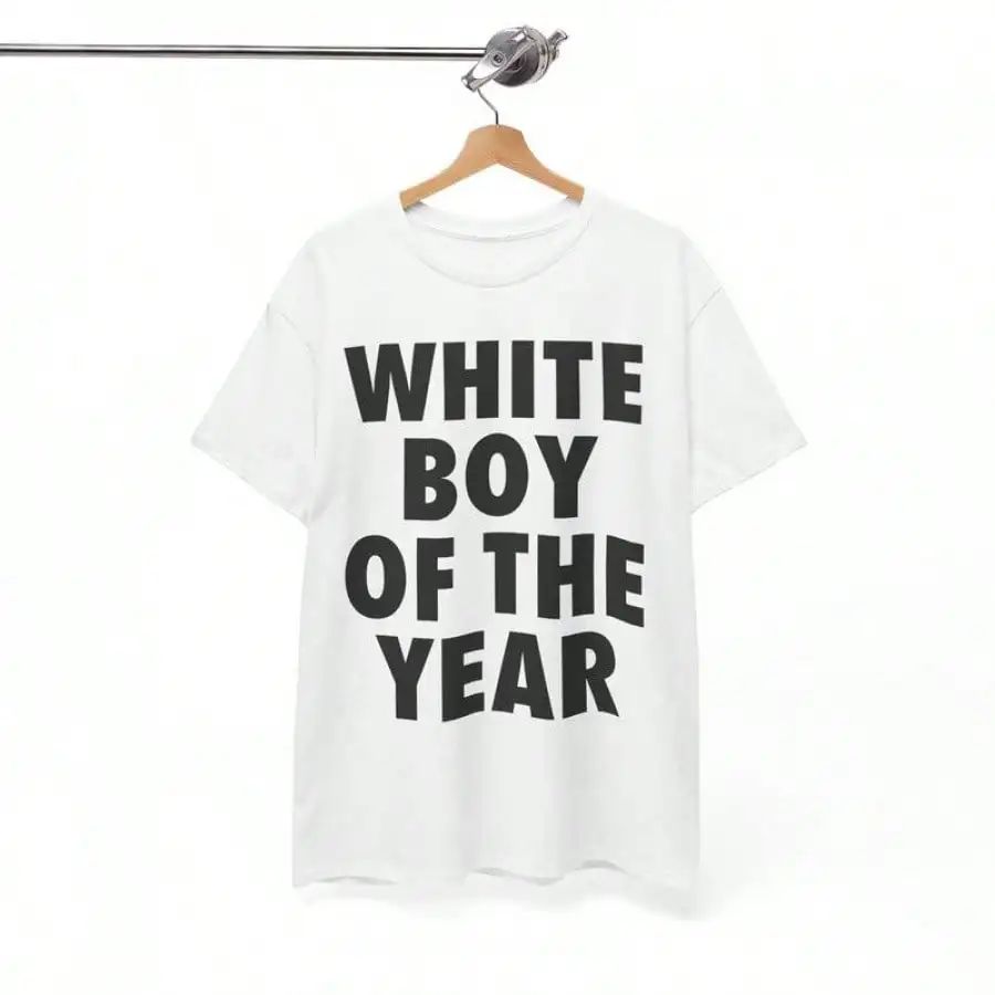 Blanc garçon de l'année t-shirts coton imprimé à manches courtes T-shirt rétro décontracté Streetwear Vintage T-shirt mode haut ample unisexe