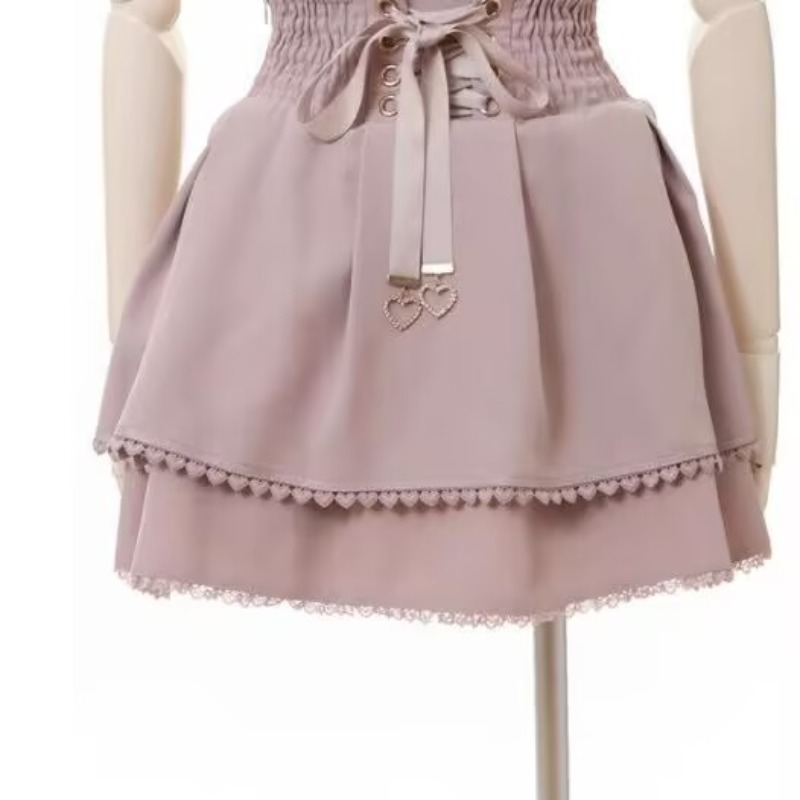 Style coréen Kawaii gâteau rose Mini jupes femmes pansement Lolita taille haute Y2k esthétique doux dentelle gothique JK Faldas jupe noire