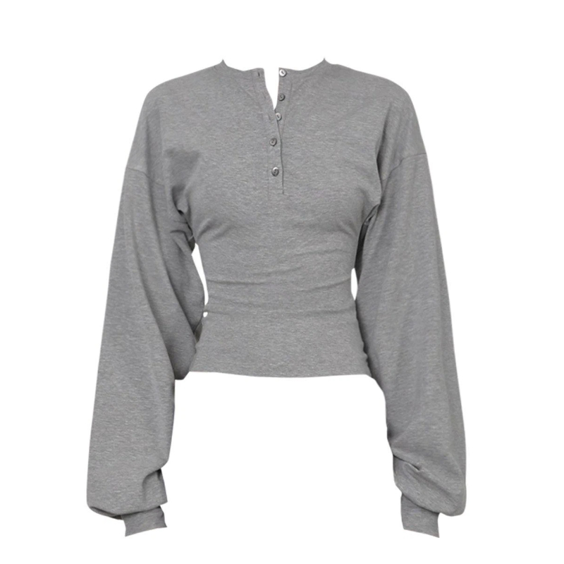 Pulls et hauts à manches longues slim, unis, style simple, col en V, style coréen, pour le printemps et l'automne, mode décontractée pour femmes