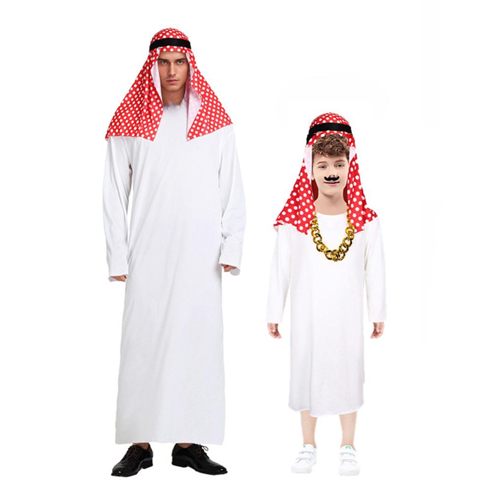 Vêtements de scène pour hommes adultes, Prince arabe blanc, robe de scène de spectacle arabe, foulard rouge, Style dubaï, coût de fête du commerce occidental
