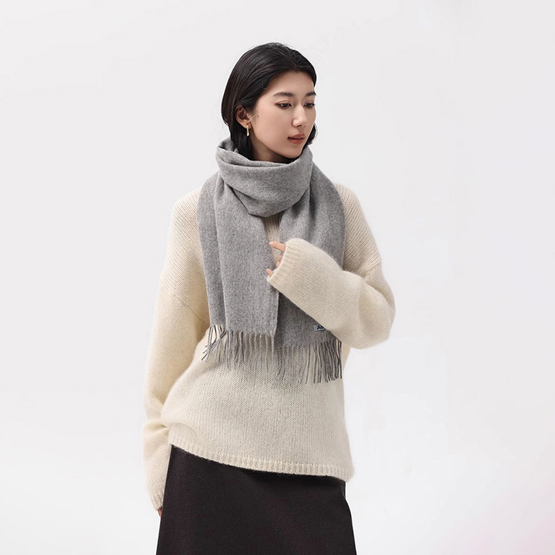 Écharpe en laine 100% unie pour femmes et hommes, écharpe chaude d'hiver, châle, écharpe en cachemire tendance pour femme, marque de luxe 2026