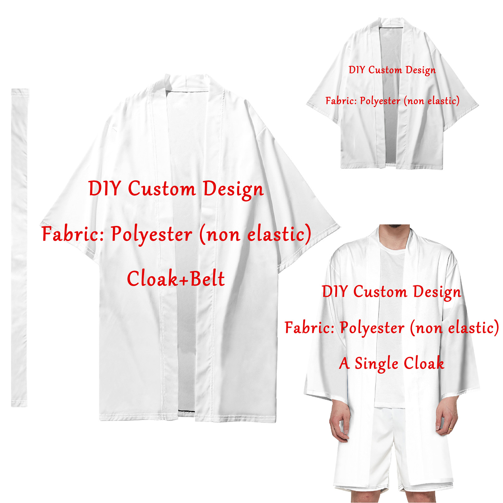 Kimono Long d'Été pour Homme et Femme, Anime, Cosplay Dojo Everak, avec Motifs Personnalisés Gratuits, DIY, Haori, Samouraï, Plage Japonaise, 2023