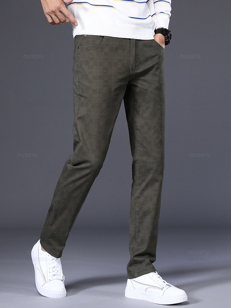 Haute qualité marque vêtements classiques Plaid pantalons décontractés hommes 98% coton rétro affaires Banquet vérifier pantalon mâle grande taille 40 42