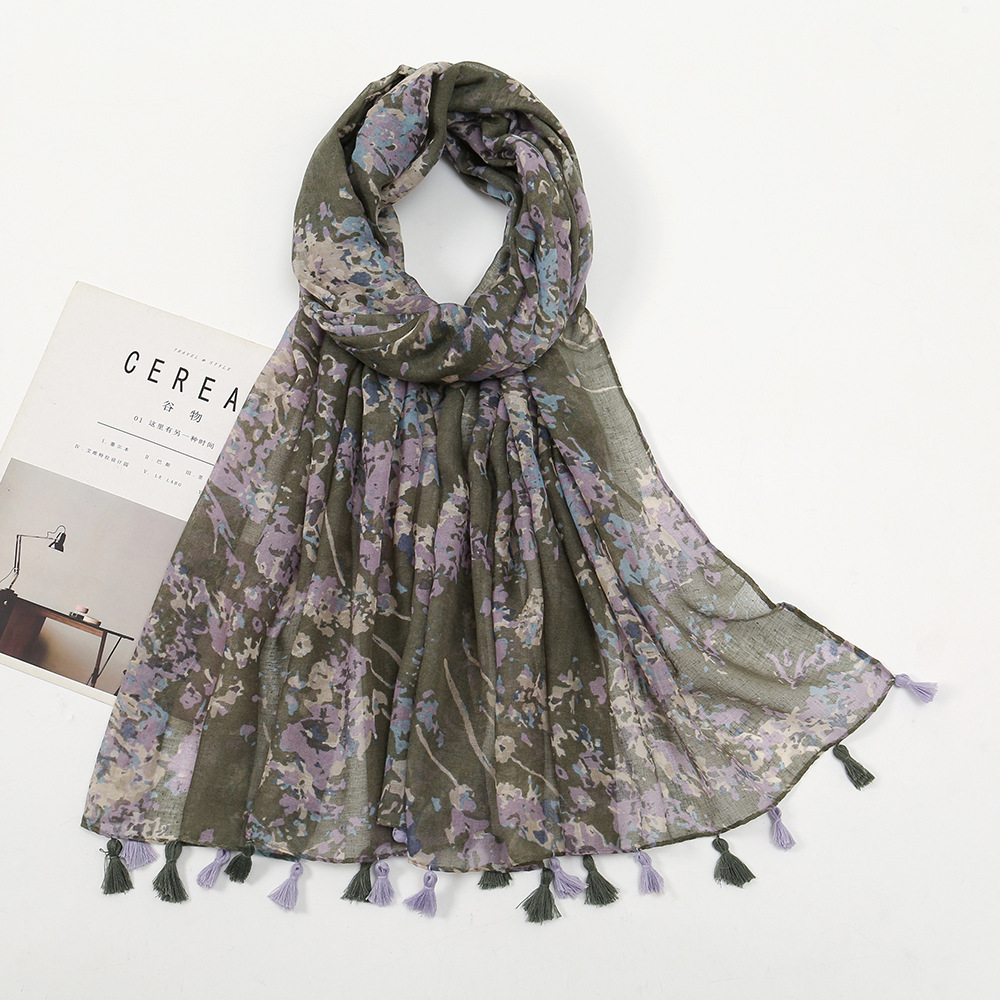 Mode printemps été mince Viscose châle écharpe pour les femmes belle conception florale foulard Pashminas Wrap musulman Echarpe 180*90Cm