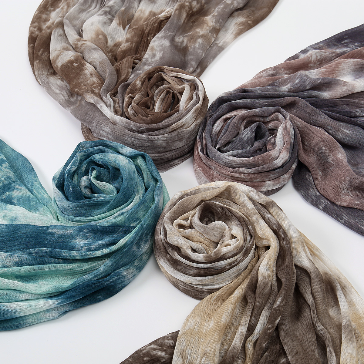 Foulard Hijab en Modal et Coton Rayonne pour Femme, Motif Crêpé Aquarelle, Châle, Voile, Couvre-chef, Écharpe Islamique pour Ramadan 180*70cm