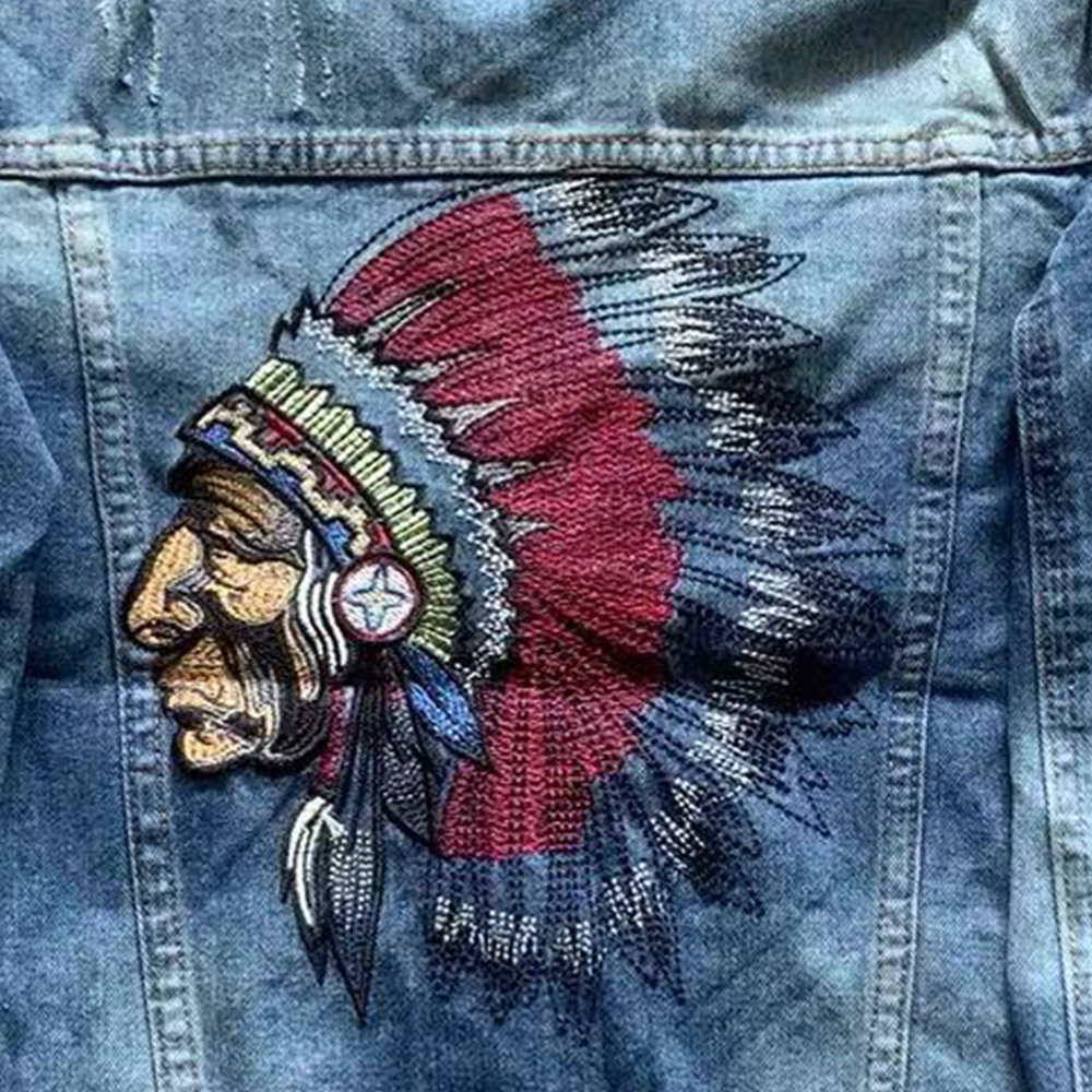 Vestes en jean brodées pour hommes, streetwear bleu rétro, manteau mince déchiré, vêtements d'extérieur décontractés pour moto, printemps et automne