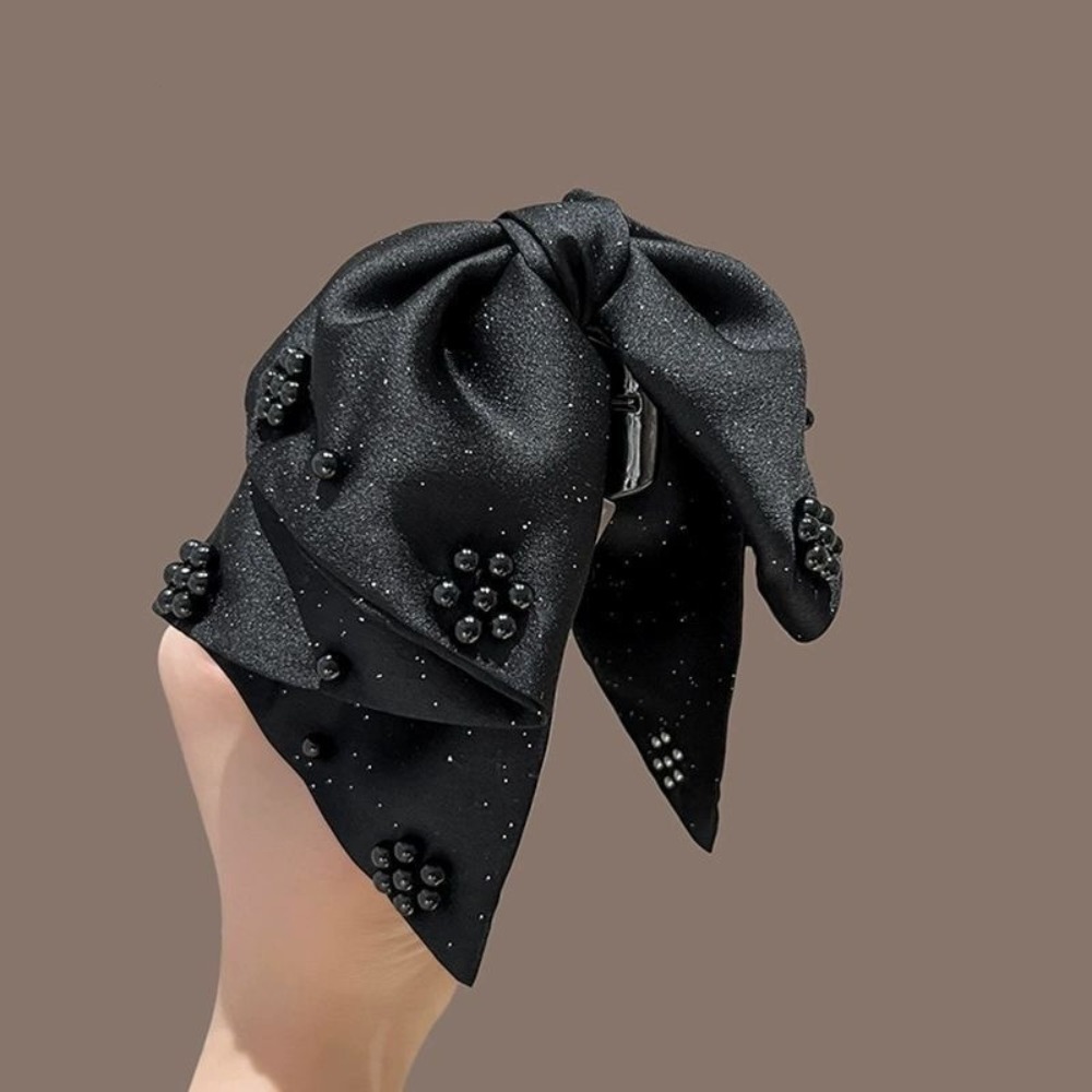 Pince à cheveux avec nœud en Satin, doux et ludique, décoration de perles en tissu scintillant, Style rétro élégant, choix idéal pour les soirées formelles